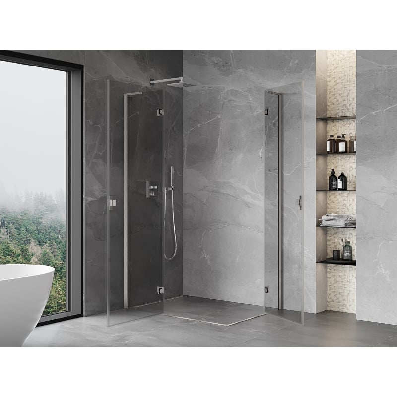 Mexen Mist-H L Duo swing shower cabin left 100 x 70 cm, transparent, brushed nickel - 8A5L-100L-070P-97-00