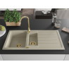 Mexen Andres granite kitchen sink 1.5-bowl with drainer and Telma kitchen faucet, beige - 6515-69-670200-50