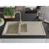 Mexen Andres granite sink 1.5-bowl with drainer and Telma kitchen tap, beige - 6515-69-670200-50