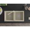 Mexen Mario Granite Double-Bowl Sink with Duero Kitchen Faucet, Beige - 6504-69-671600-69