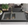 Mexen Andres granite sink 1.5-bowl with drainer and Telma kitchen tap, grey - 6515-71-670200-50