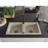 Mexen Mario granite kitchen sink 2-bowl with Duero kitchen tap, beige - 6504-69-671600-70