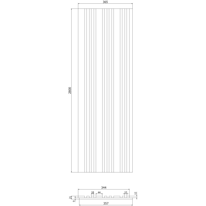 Mexen Lam-F Slim 01 acoustic wall slats 280 x 36.5 cm, 9 mm felt, technical veneer, Mocca Oak - S107-280-01-045