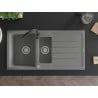 Mexen Andres 1.5-bowl granite sink with drainer and Telma kitchen faucet, gray - 6515-71-670200-70
