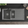 Mexen Andres granite sink 1.5-chamber with drainer and Telma kitchen faucet, gray - 6515-71-670200-70