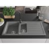 Mexen Andres 1.5-bowl granite sink with drainer and Telma kitchen faucet, gray - 6515-71-670200-70