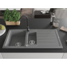 Mexen Andres granite sink 1.5-chamber with drainer and Telma kitchen faucet, gray - 6515-71-670200-70