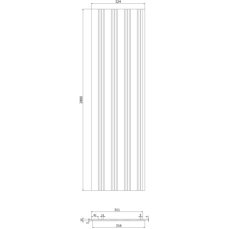 Mexen Lam-F Nano 01 acoustic wall slats 280 x 32.4 cm, 9 mm felt, technical veneer, Mocca Oak - S108-280-01-045