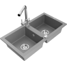 Mexen Mario 2-compartment granite sink with a kitchen mixer tap Duero, Grey - 6504-71-671600-00