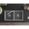 Mexen Mario 2-compartment granite sink with a kitchen mixer tap Duero, Grey - 6504-71-671600-00