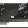 Mexen Andres 1.5-compartment granite sink with a drip tray and kitchen mixer tap Telma, Black/Silver - 6515-73-670200-50