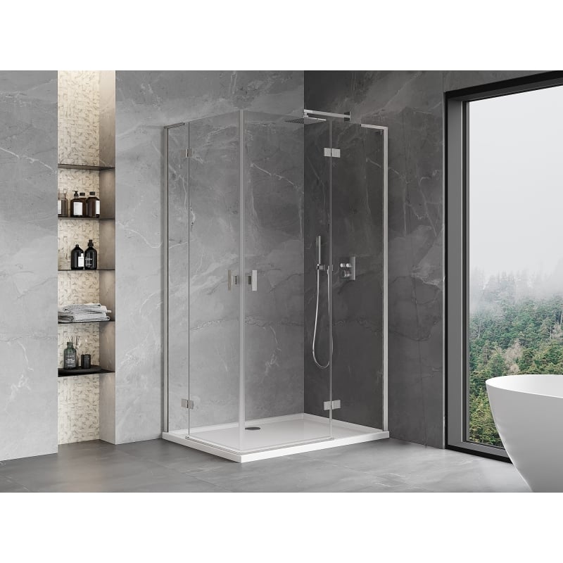 Mexen Mist-H L Duo shower cabin with right hinged door 85 x 110 cm, transparent, brushed nickel - 8A5L-085L-110P-97-00