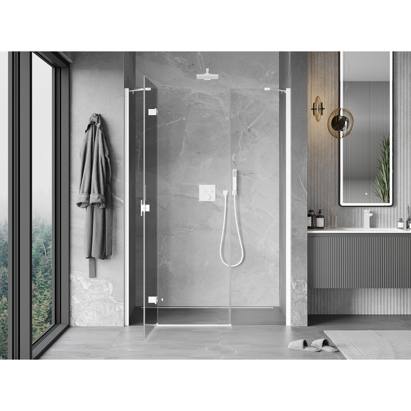 Mexen Mist-H left hinged shower door 120 cm, transparent, white - 8A5-120-001-20-00-L