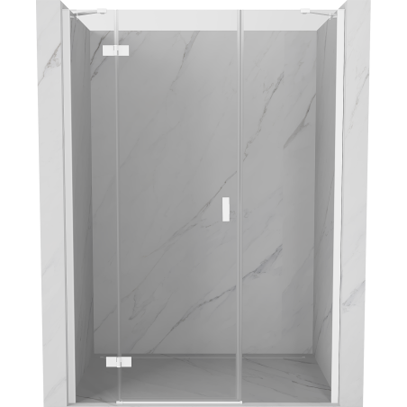 Mexen Mist-H left pivot shower door 140 cm, transparent, white - 8A5-140-001-20-00-L