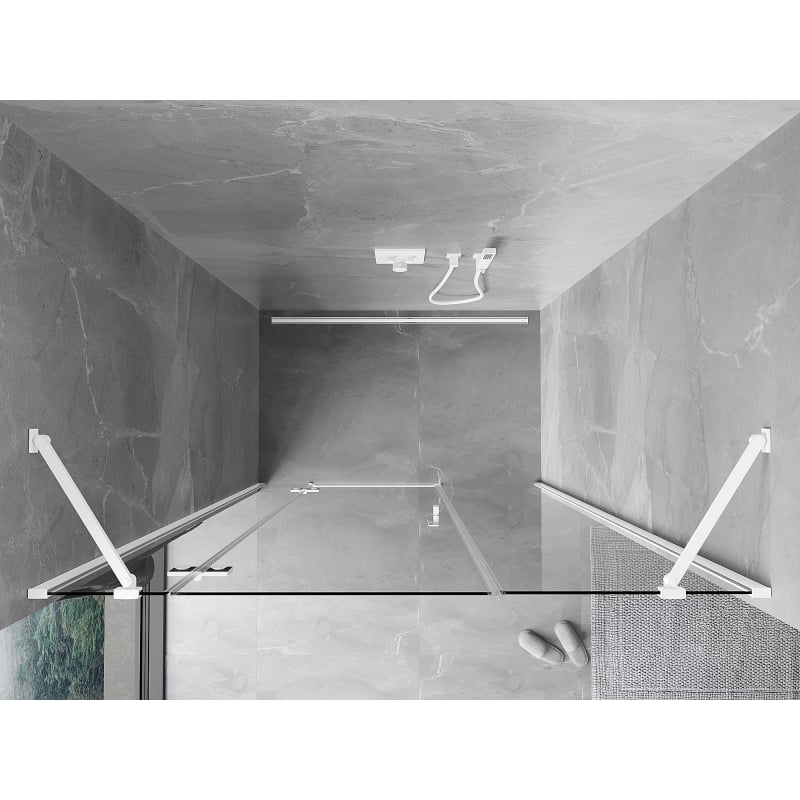 Mexen Mist-H left-hinged shower door 145 cm, transparent, white - 8A5-145-001-20-00-L