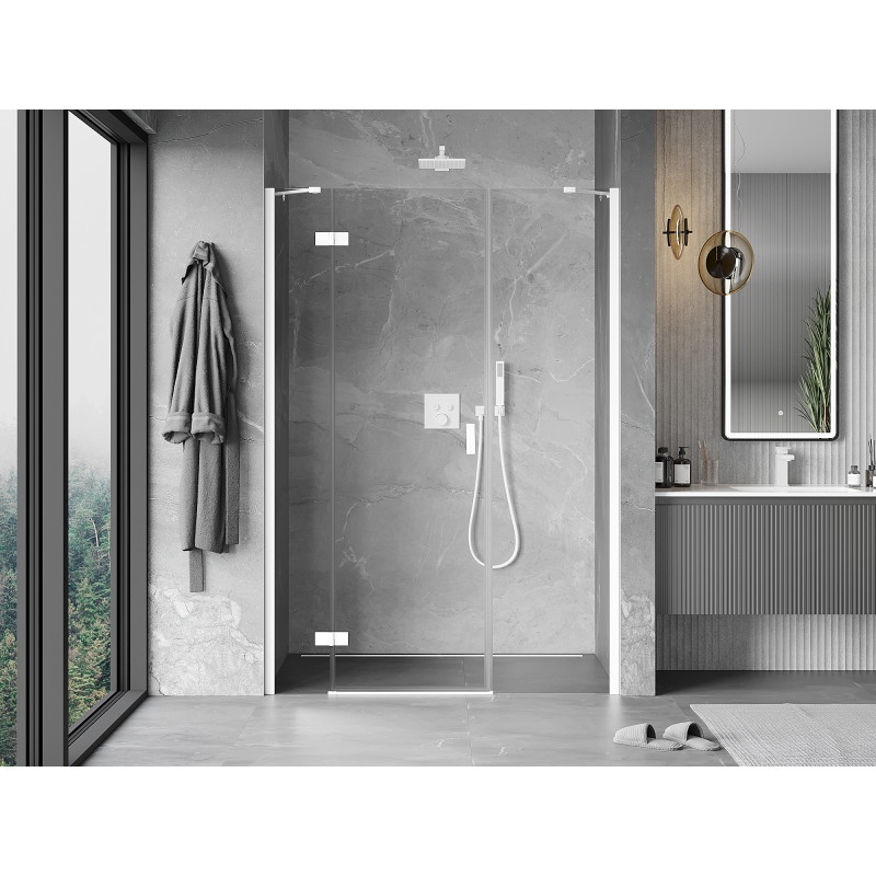 Mexen Mist-H left hinged shower door 155 cm, transparent, white - 8A5-155-001-20-00-L