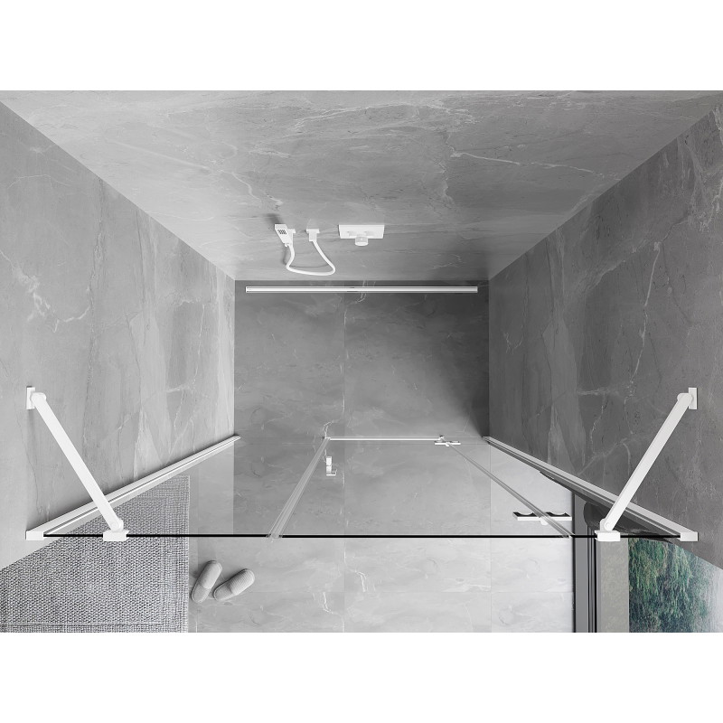 Mexen Mist-H right-hinged shower door 130 cm, transparent, white - 8A5-130-001-20-00-P