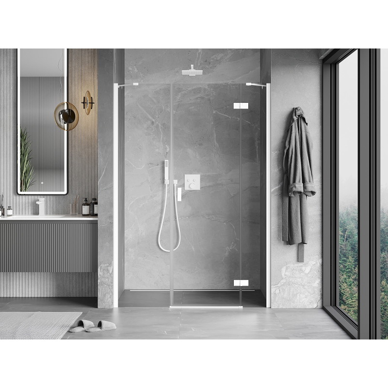 Mexen Mist-H right-hinged shower door 135 cm, transparent, white - 8A5-135-001-20-00-P