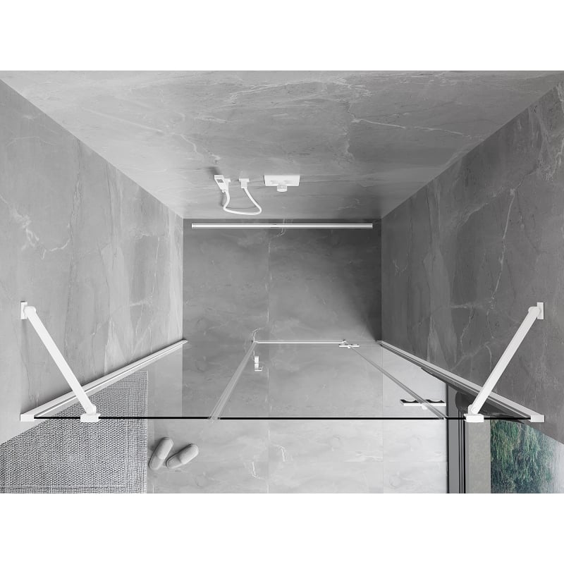 Mexen Mist-H right-hinged shower door 135 cm, transparent, white - 8A5-135-001-20-00-P