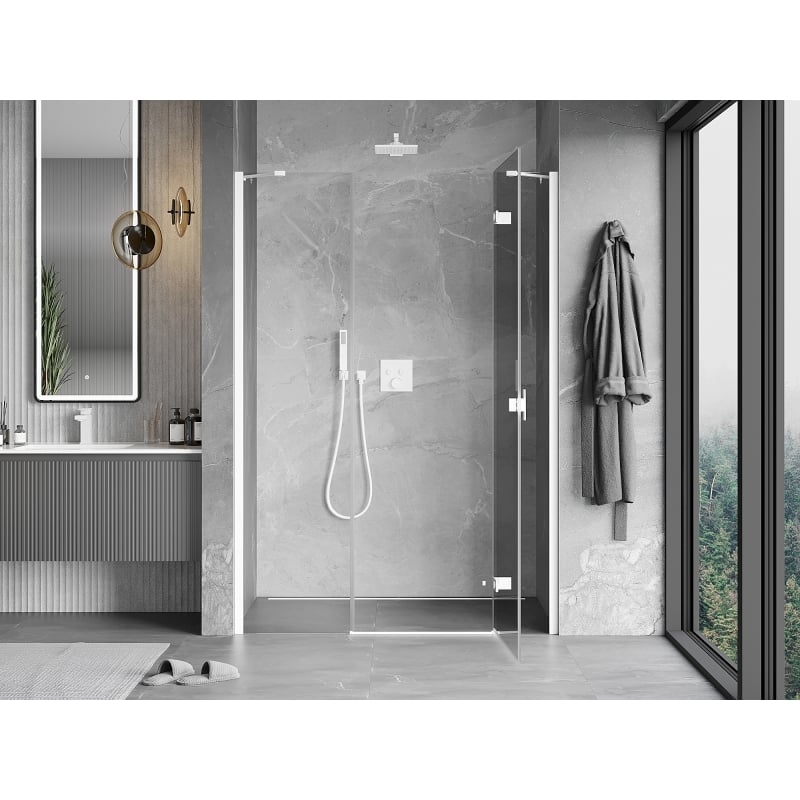 Mexen Mist-H right-swing shower door 150 cm, transparent, white - 8A5-150-001-20-00-P