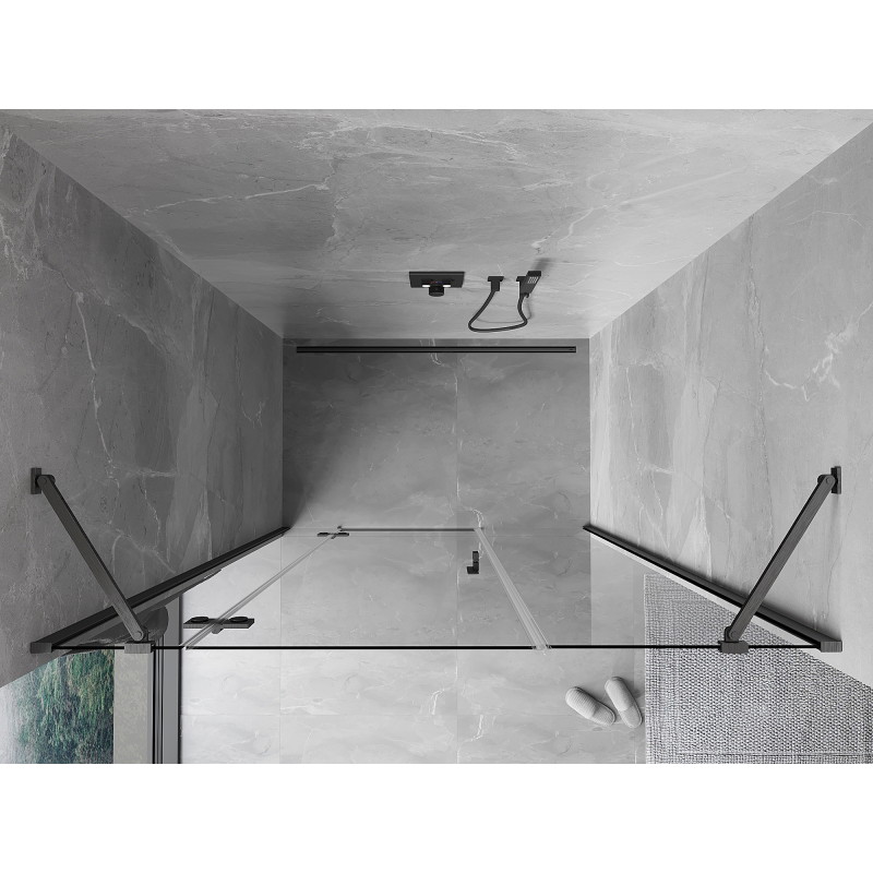 Mexen Mist-H left-hinged shower door 120 cm, transparent, brushed gun gray - 8A5-120-001-66-00-L
