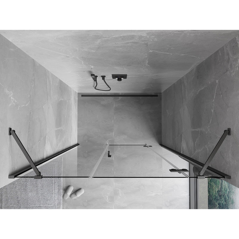Mexen Mist-H right-handed swing shower door 155 cm, transparent, brushed gun gray - 8A5-155-001-66-00-P