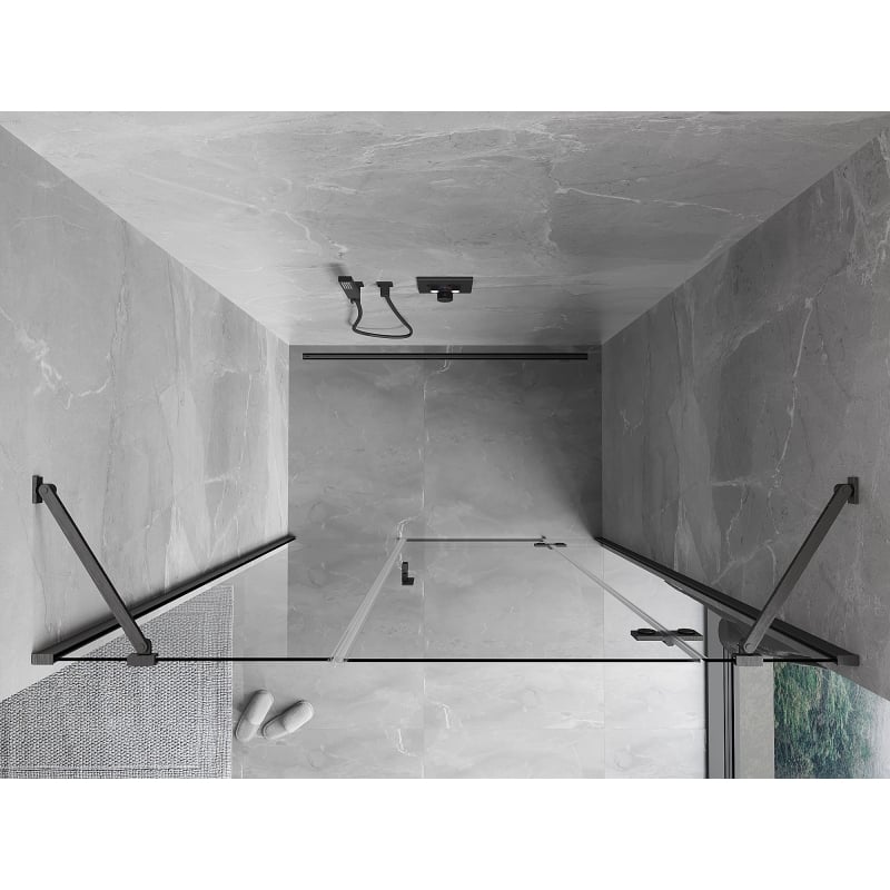 Mexen Mist-H right-handed swing shower door 160 cm, transparent, brushed gun gray - 8A5-160-001-66-00-P
