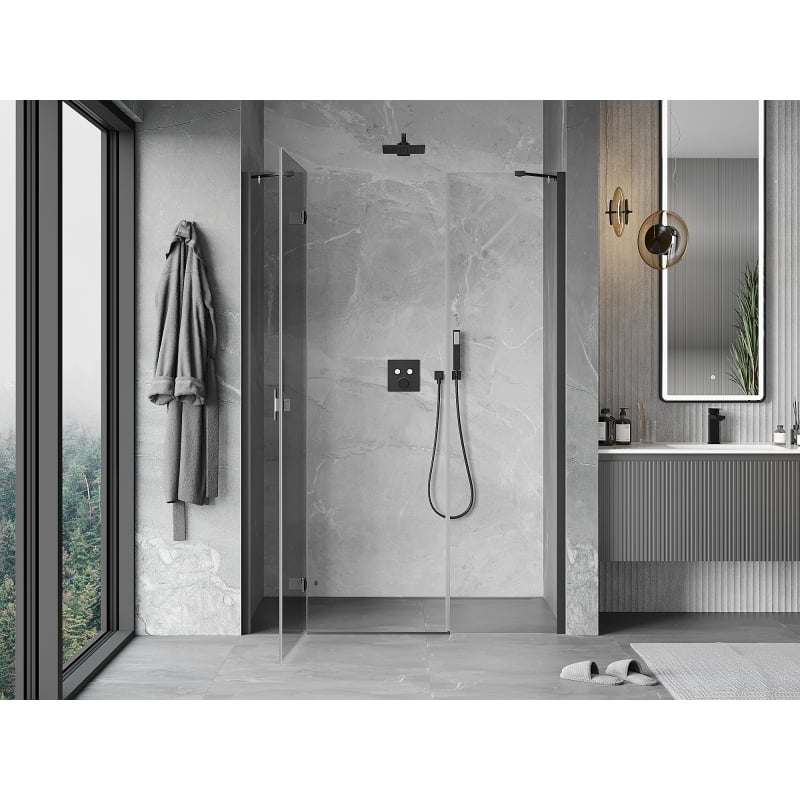 Mexen Mist-H left hinged shower door 135 cm, transparent, gun metal - 8A5-135-001-95-00-L