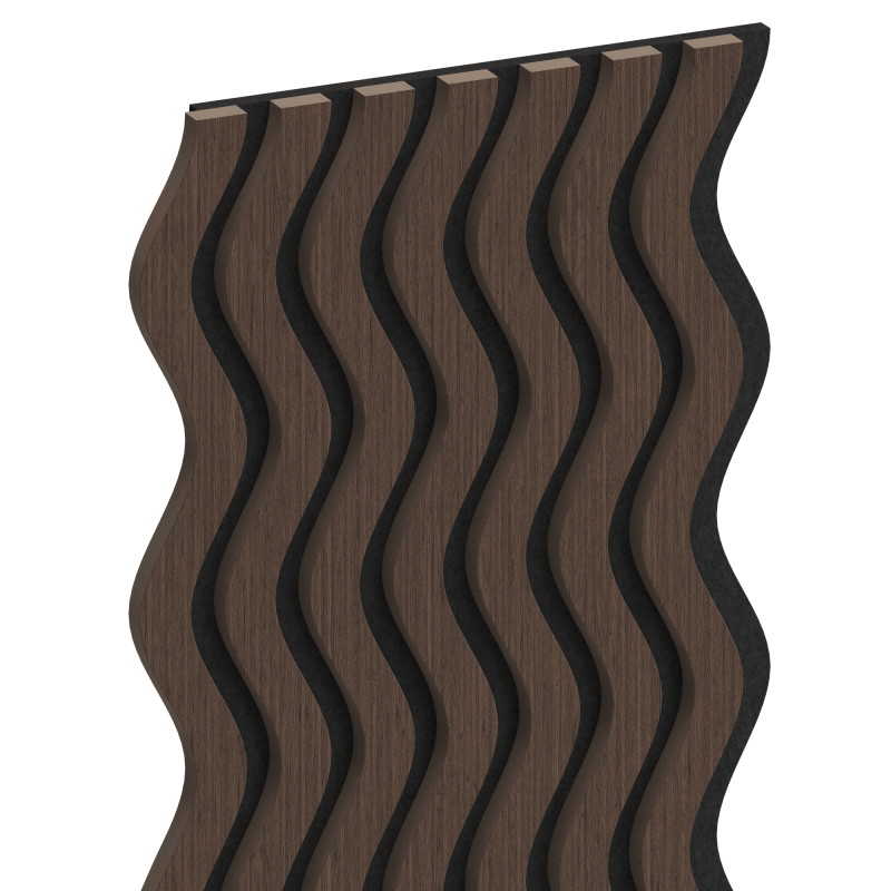 Mexen Lam-SF 02 acoustic wall slats 280 x 30 cm, 9 mm felt, technical veneer, Mocca Oak - S106-280-02-045