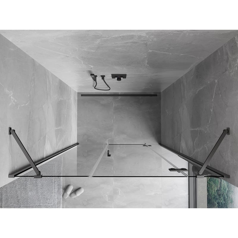 Mexen Mist-H right hinged shower door 150 cm, transparent, gun metal - 8A5-150-001-95-00-P