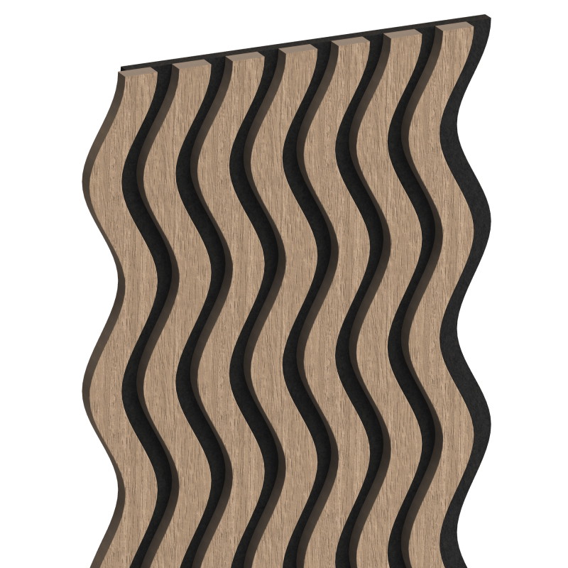 Mexen Lam-SF 02 acoustic wall slats 280 x 30 cm, 9 mm felt, technical veneer, Light Walnut - S106-280-02-047