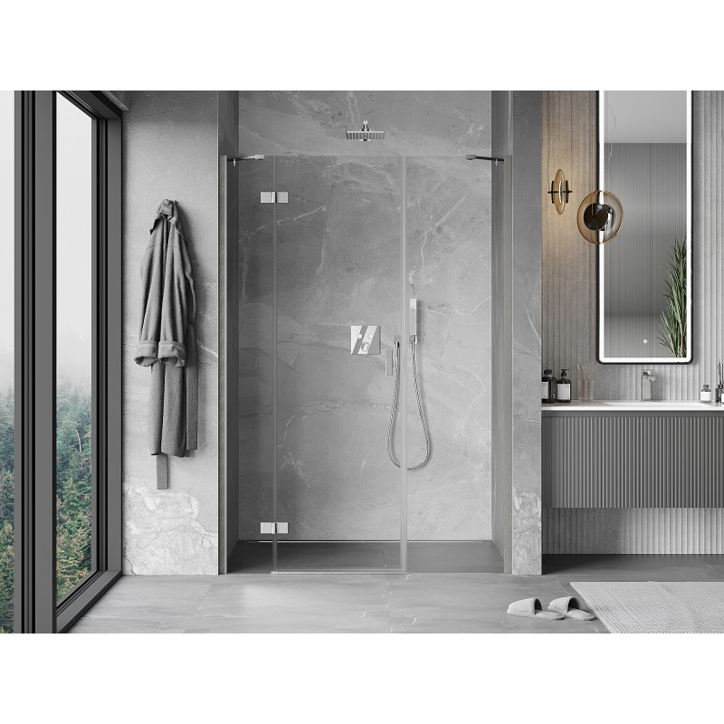 Mexen Mist-H left-hinged shower door 125 cm, transparent, brushed nickel - 8A5-125-001-97-00-L