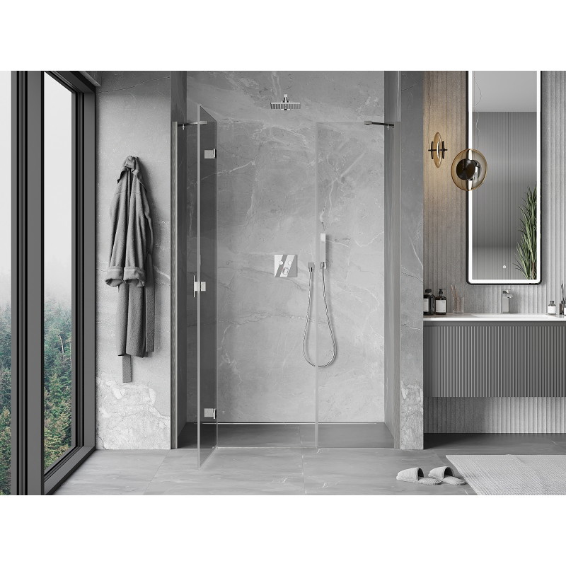 Mexen Mist-H left-hinged shower door 130 cm, transparent, brushed nickel - 8A5-130-001-97-00-L
