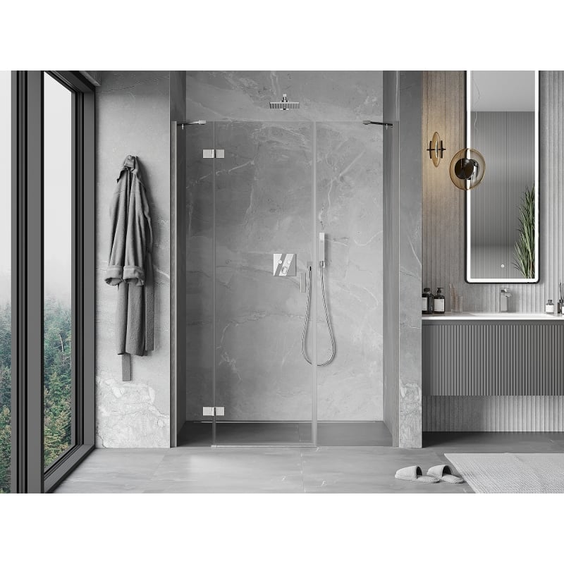 Mexen Mist-H left hinged shower door 140 cm, transparent, brushed nickel - 8A5-140-001-97-00-L