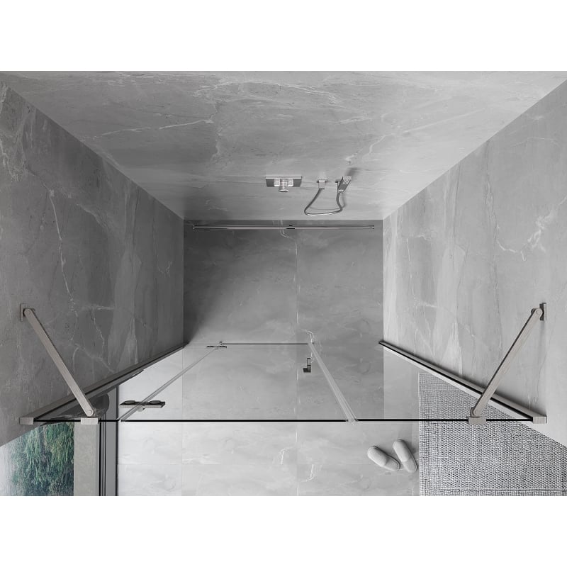 Mexen Mist-H left hinged shower door 155 cm, transparent, brushed nickel - 8A5-155-001-97-00-L