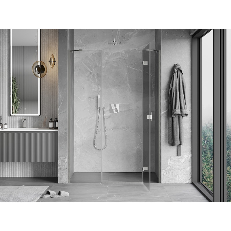 Mexen Mist-H right-hinged shower door 145 cm, transparent, brushed nickel - 8A5-145-001-97-00-P