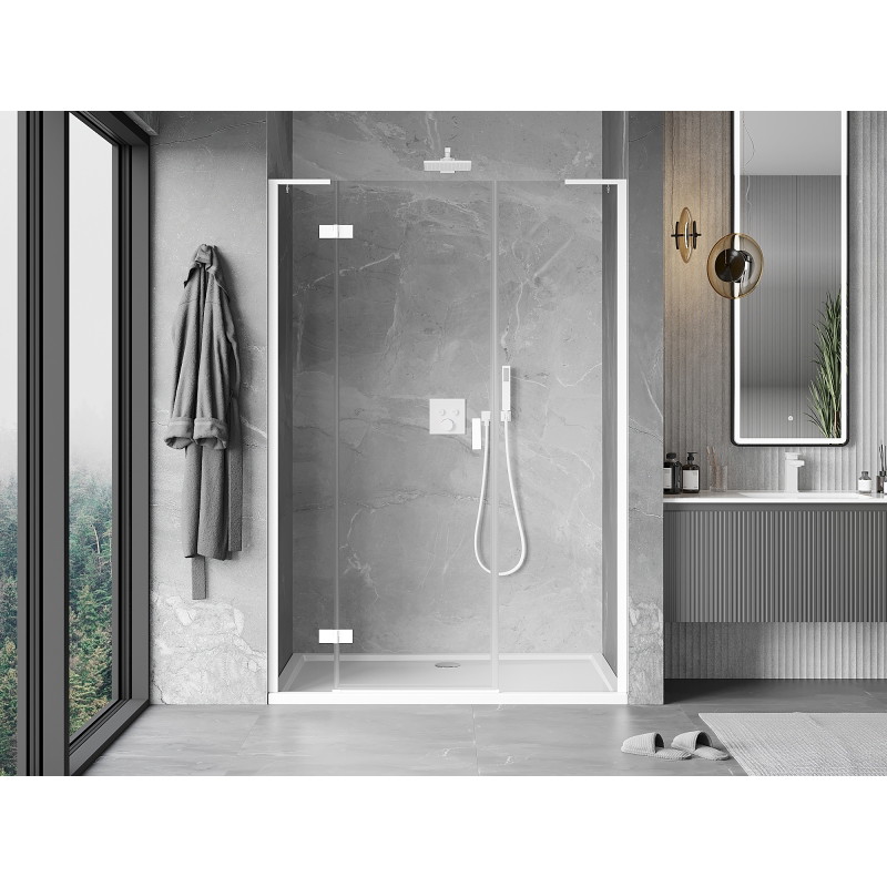 Mexen Mist-H L left-hand swing shower door 125 cm, transparent, white - 8A5L-125-001-20-00-L