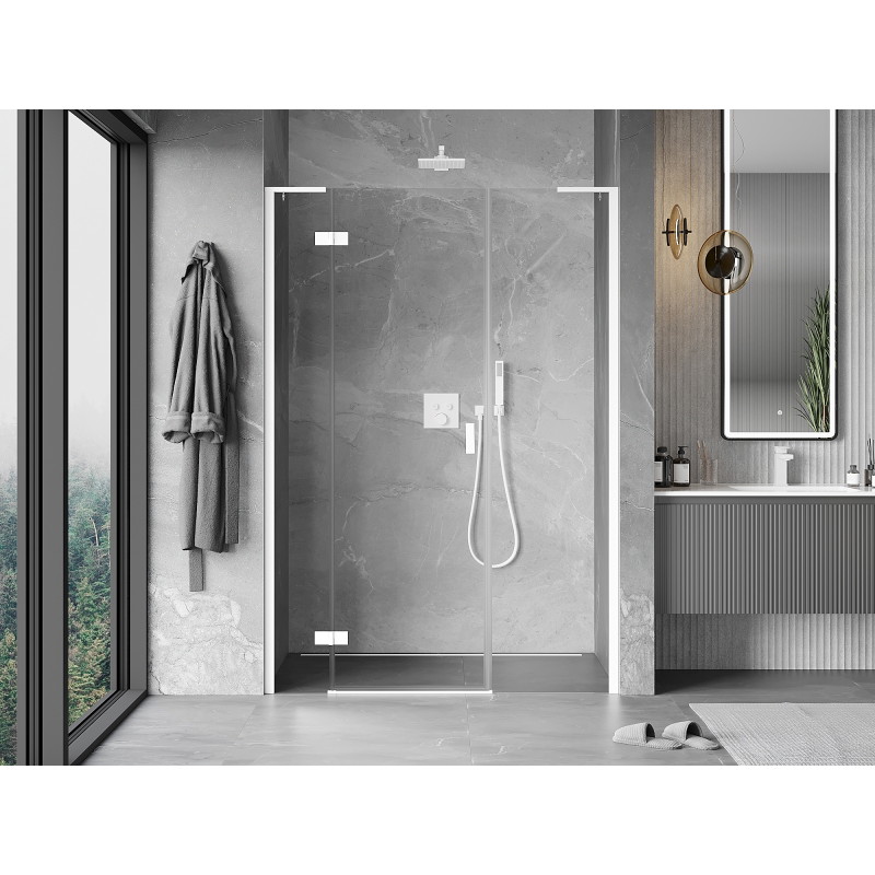 Mexen Mist-H L left-hinged shower door 130 cm, transparent, white - 8A5L-130-001-20-00-L