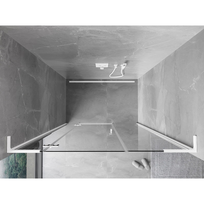 Mexen Mist-H L left-hinged shower door 130 cm, transparent, white - 8A5L-130-001-20-00-L