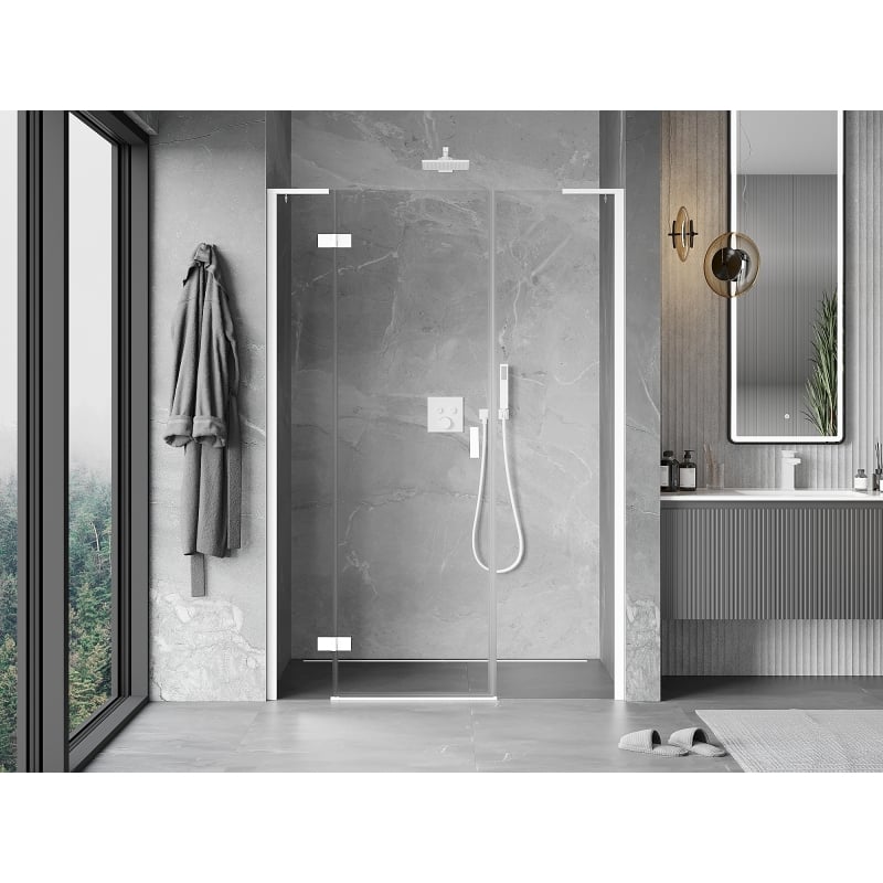 Mexen Mist-H L left swing shower door 160 cm, transparent, white - 8A5L-160-001-20-00-L