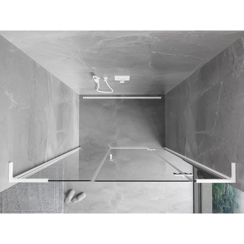 Mexen Mist-H L right-hinged shower door 130 cm, transparent, white - 8A5L-130-001-20-00-P