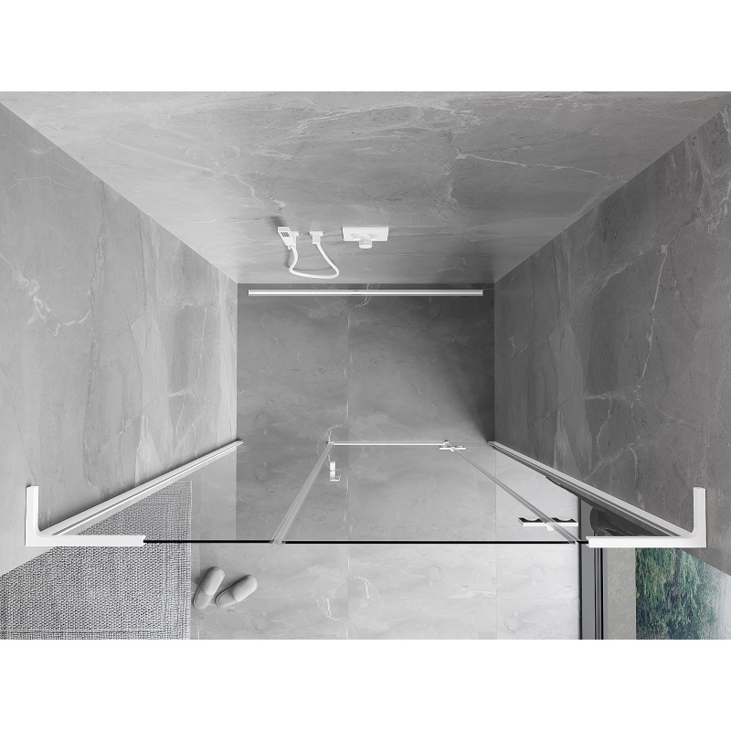 Mexen Mist-H L right-hand side hinged shower door 145 cm, transparent, white - 8A5L-145-001-20-00-P