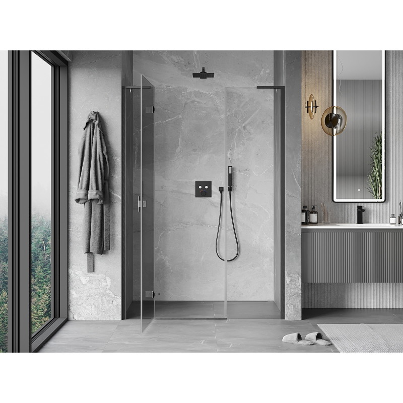 Mexen Mist-H L Left-hinged shower door 125 cm, transparent, brushed gun gray - 8A5L-125-001-66-00-L