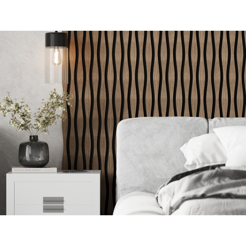 Mexen Lam-SF 01 Lam-SF 26 Acoustic Wall Slats 280 x 30 cm, 9 mm Felt, Technical Veneer, Dark Walnut - S106-280-26-044
