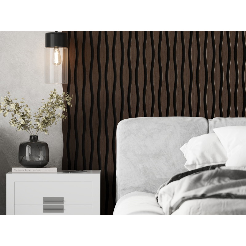Mexen Lam-SF 01 Lam-SF 26 Acoustic Wall Slats 280 x 30 cm, 9 mm Felt, Technical Veneer, Mocca Oak - S106-280-26-045