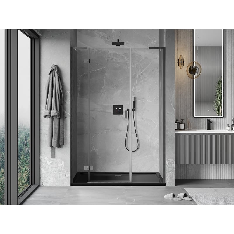 Mexen Mist-H L left hinged shower door 130 cm, transparent, brushed gun gray - 8A5L-130-001-66-00-L