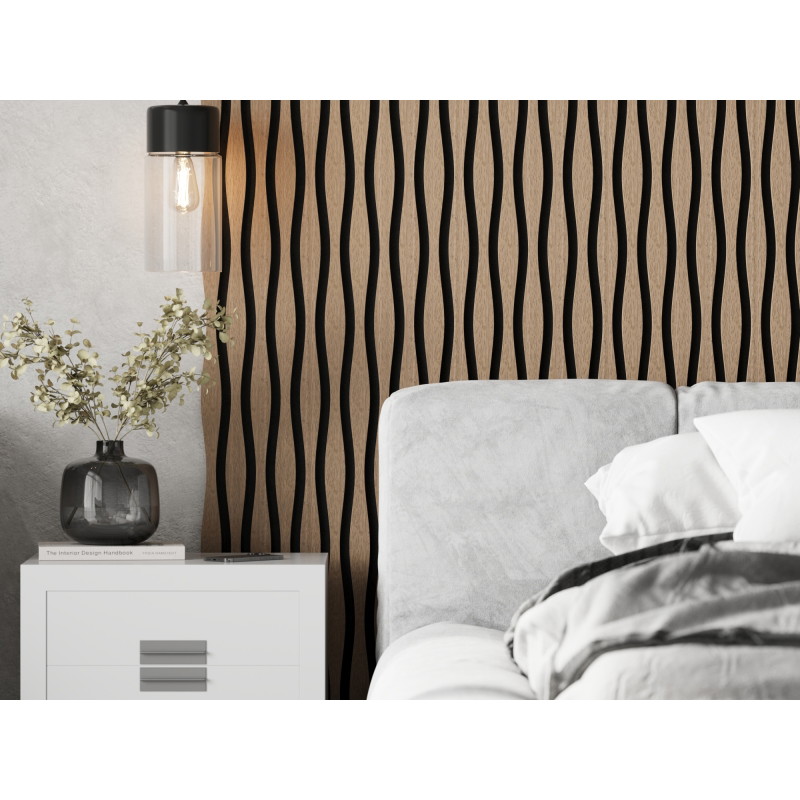 Mexen Lam-SF 01 Lam-SF 26 Acoustic Wall Slats 280 x 30 cm, 9 mm Felt, Technical Veneer, Light Walnut - S106-280-26-047