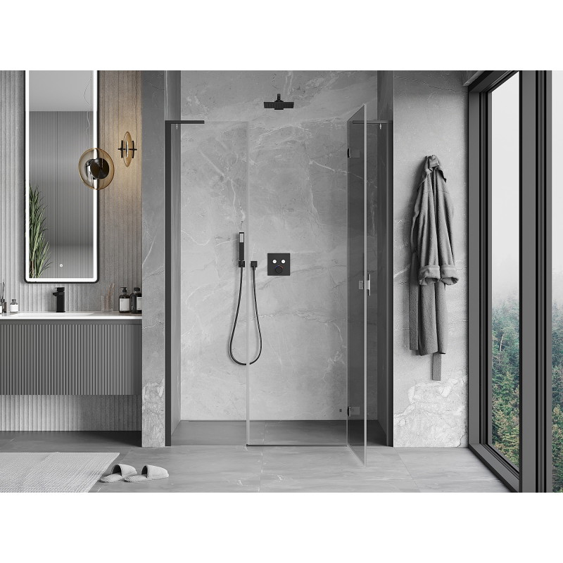 Mexen Mist-H L right pivot shower door 130 cm, transparent, gun metal - 8A5L-130-001-95-00-P