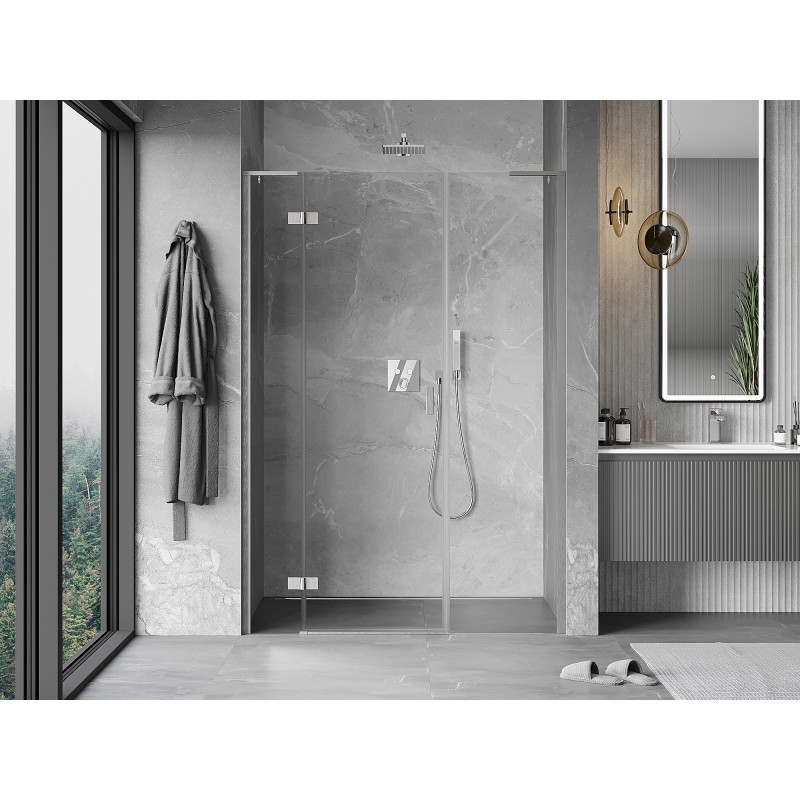 Mexen Mist-H L left hinged shower door 125 cm, transparent, brushed nickel - 8A5L-125-001-97-00-L
