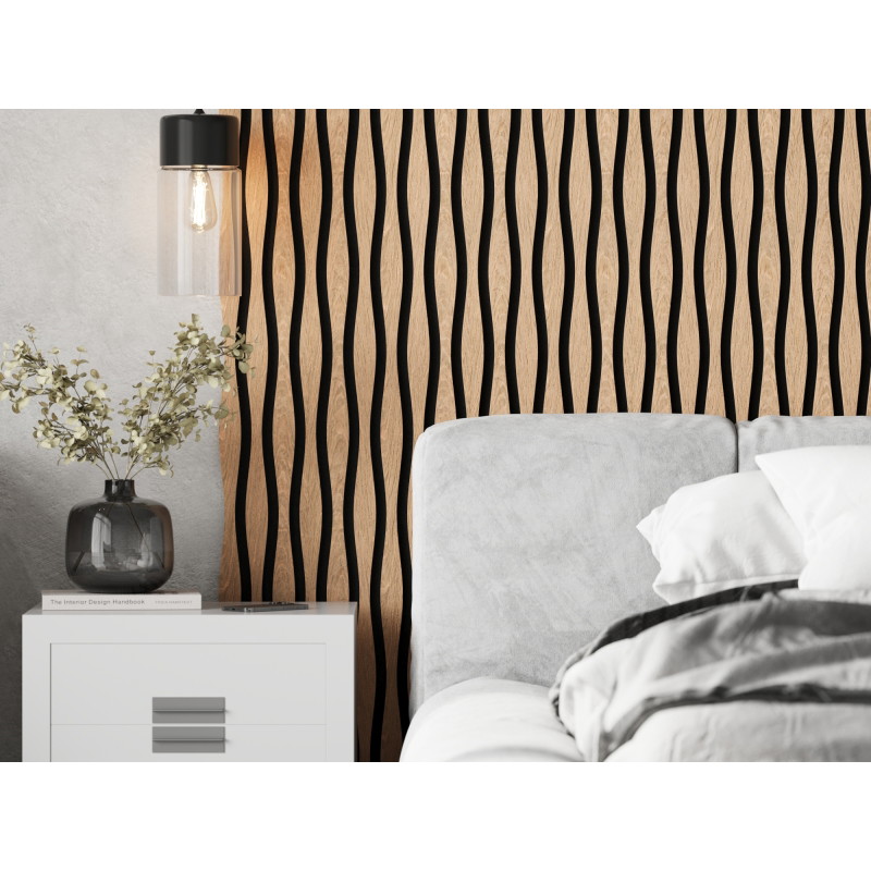 Mexen Lam-SF 01 Lam-SF 26 Acoustic Wall Slats 280 x 30 cm, 9 mm Felt, Technical Veneer, Bleached Oak - S106-280-26-040
